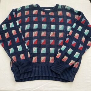Vintage Jantzen Sweater Geometric Grandpa Made In USA Size Large